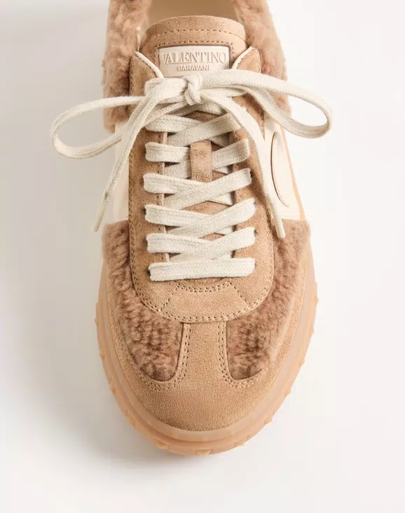 Valentino Upvillage Sneaker In Wool And Crust Leather - Image 3